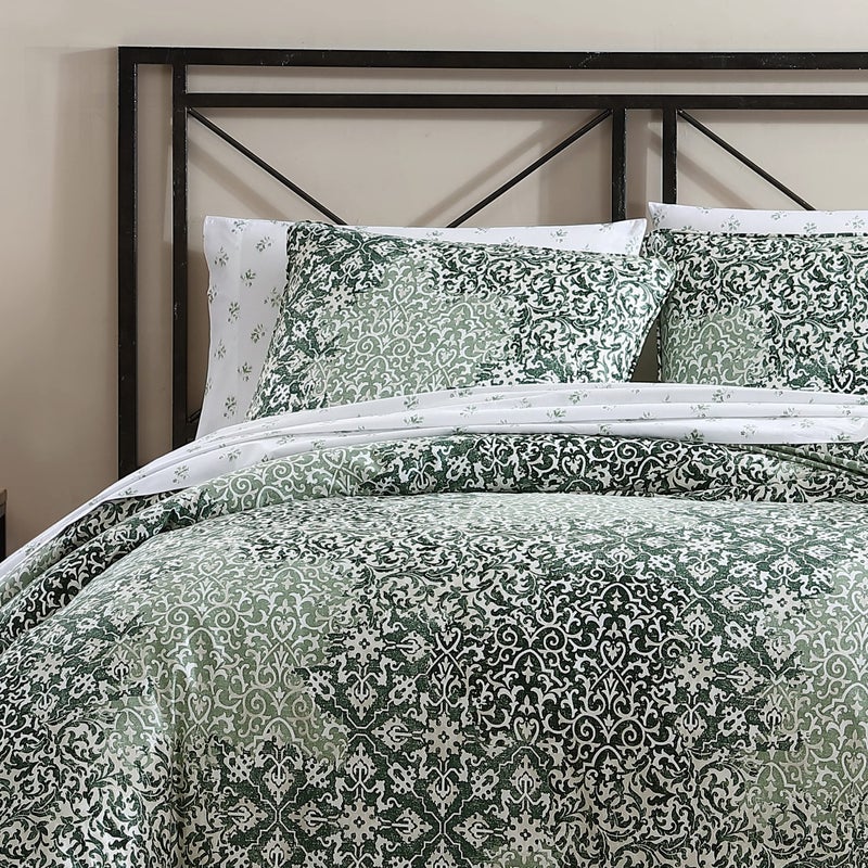 Stone Cottage - Queen Comforter Set, Reversible Cotton Bedding with Matching Shams, Ideal Bedding Set (Abingdon Dark Green, Queen) - Image 4